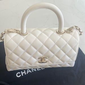 COPY - NWT CHANEL COCO HANDLE FLAP BAG WHITE